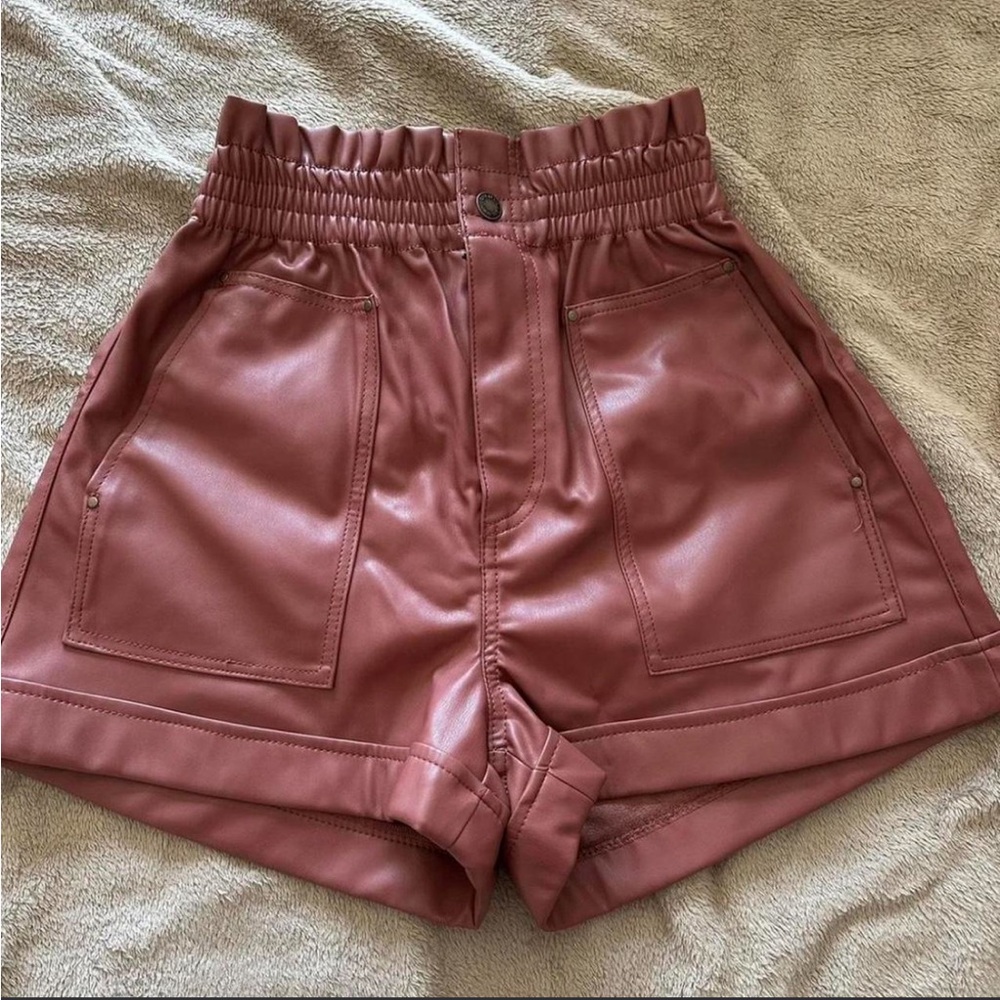 Zara High-Waisted Pink Leather Shorts